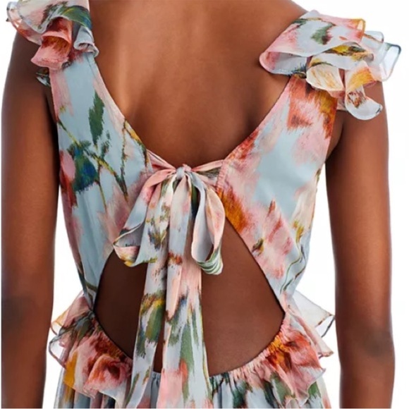 Aqua Floral Maxi Dress - Picture 3 of 5